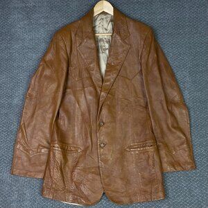 Vintage Grais Leather Jacket Men's 42L Fits 40L Brown Angel Skin Cabretta Blazer